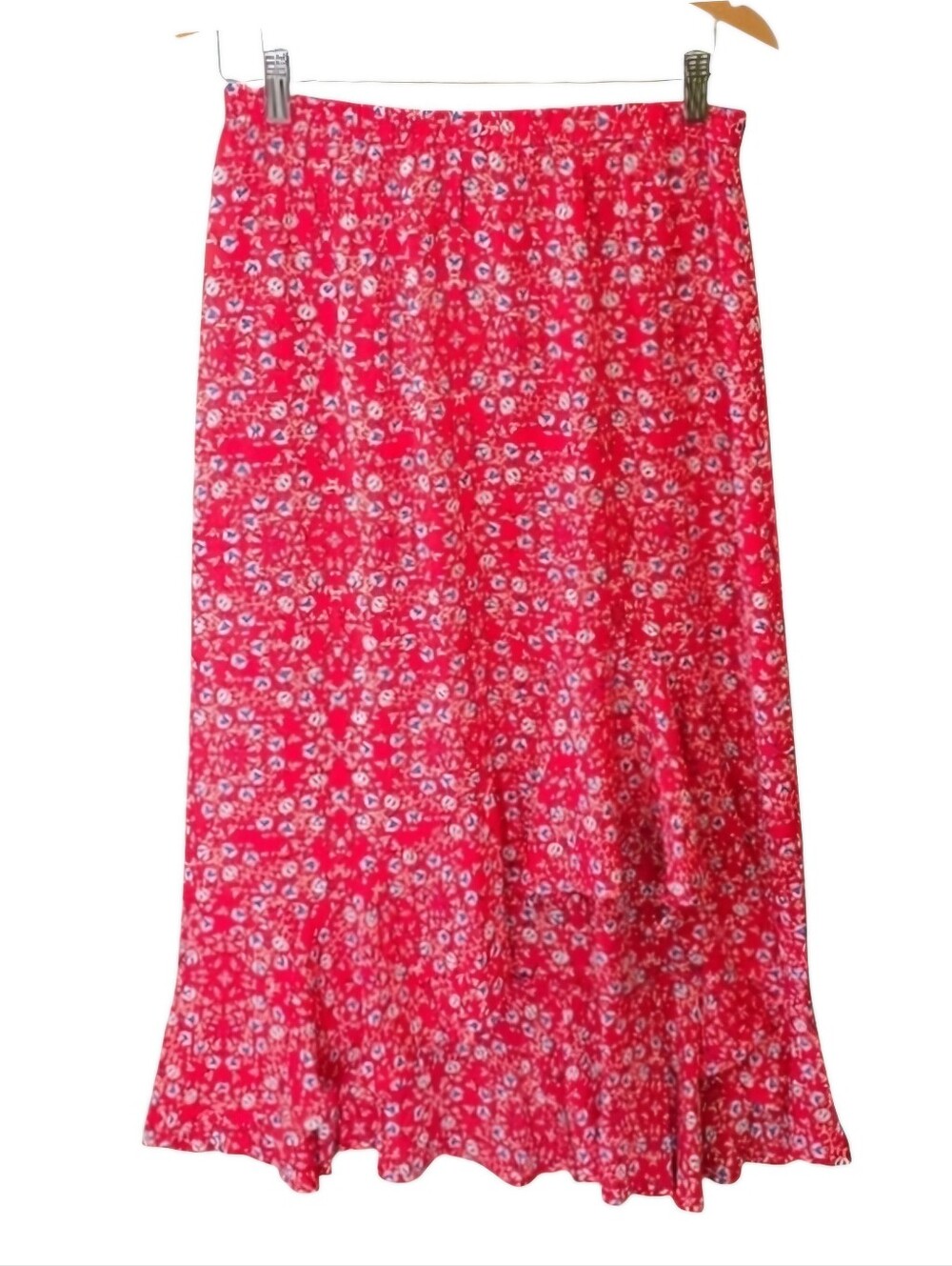 Maxi Studio High Low Red Floral Peasant Skirt M